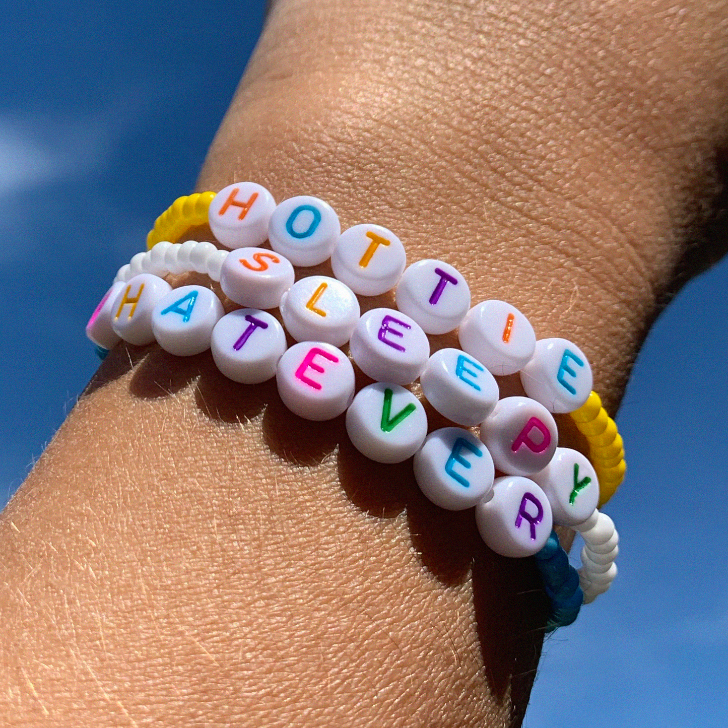 White & Multicolor Letter Bracelet