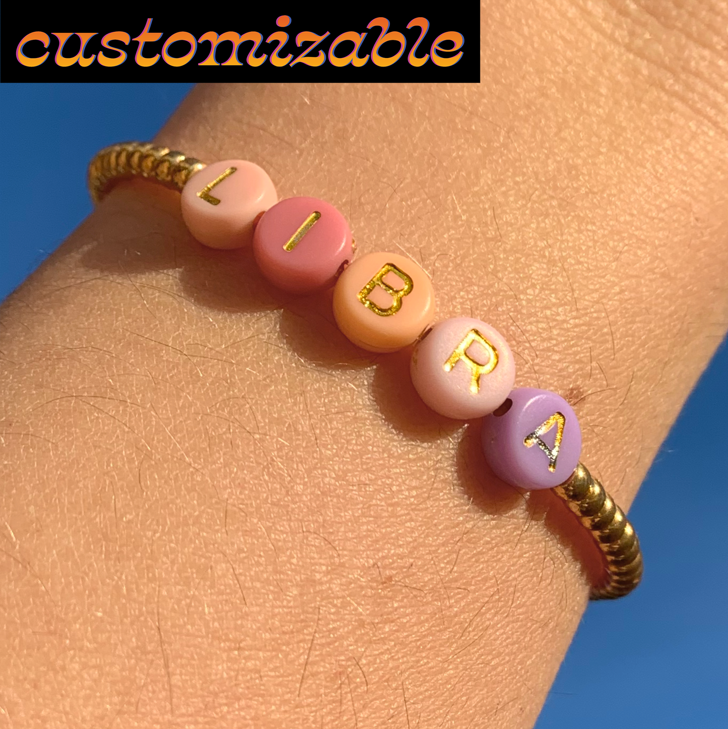 Multicolor & Gold Letter Bracelet