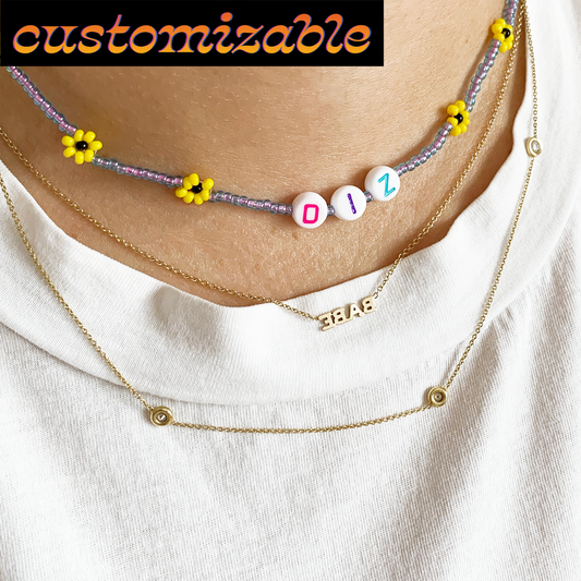 Sunflower Chain Letter Necklace